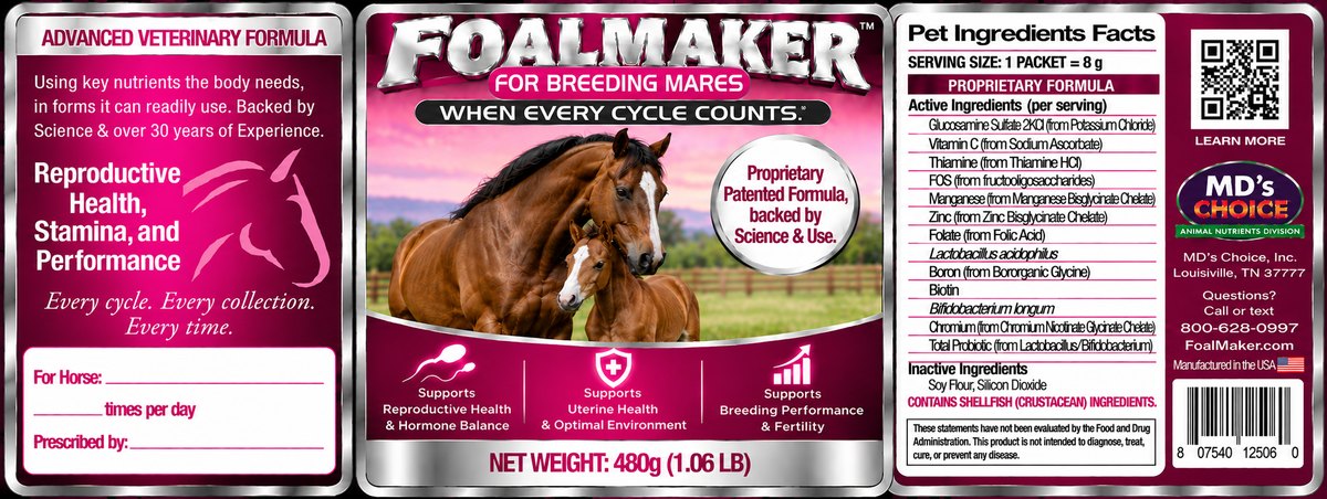 FoalMaker for Breeding Mares wrap label